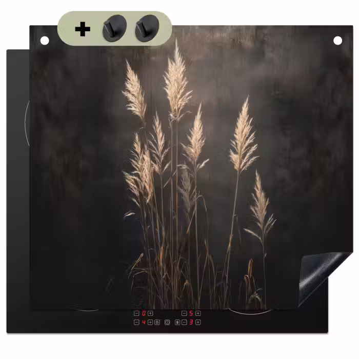 Inductie beschermer en spatscherm (2in1) - Siergras - Pluimen - Verlichting - Zwart