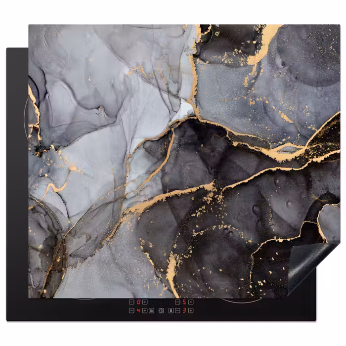 Inductie beschermer - Marmer - Abstract - Goud - Grijs