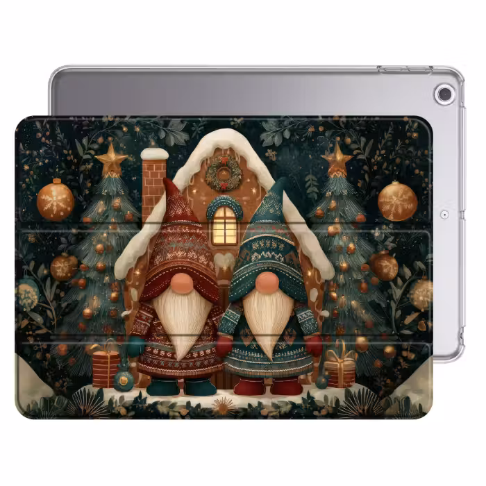 iPad hoes - Kerst - Gnomen - Peperkoekhuisje - Rood - Groen