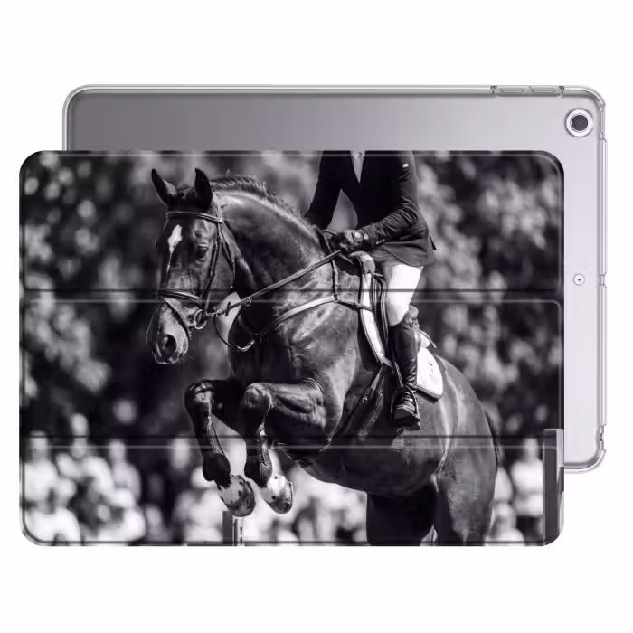 iPad hoes - Springen - Paard - Zwart - Wit