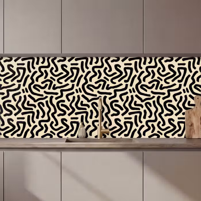 Keuken achterwand - Abstract - Lijnen - Zwart