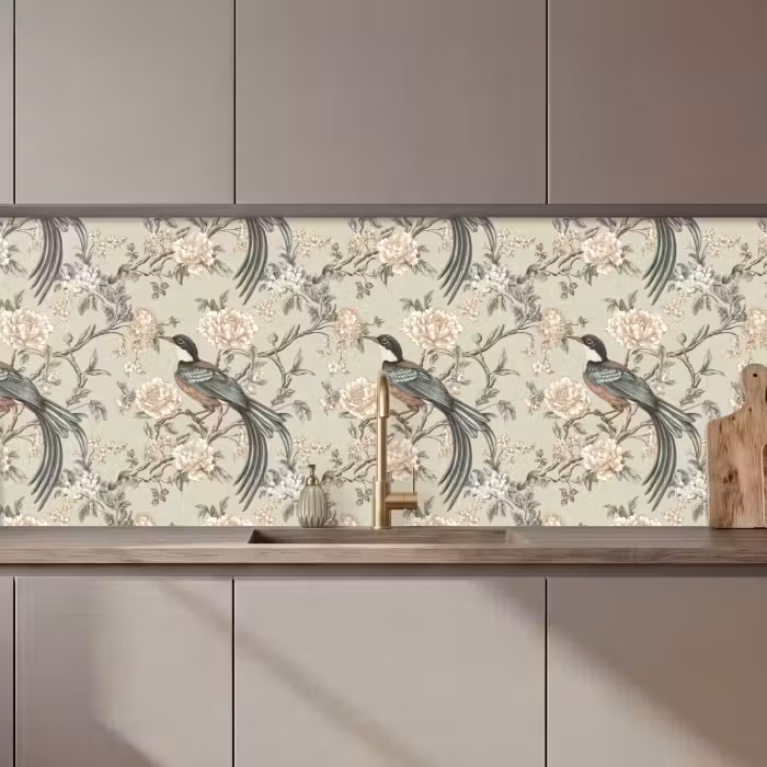 Keuken achterwand - Bloem - Vogel - Kleurrijk