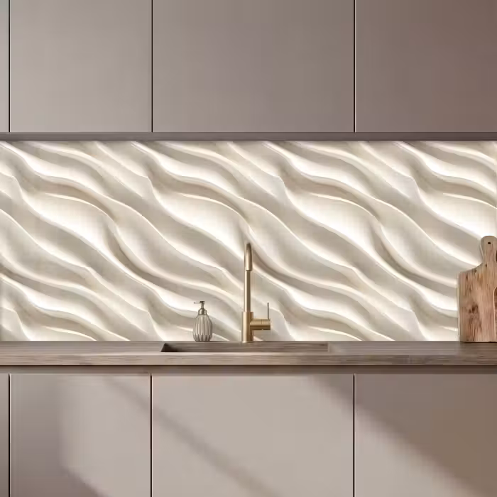 Keuken achterwand - Diagonaal - Golven - Crème