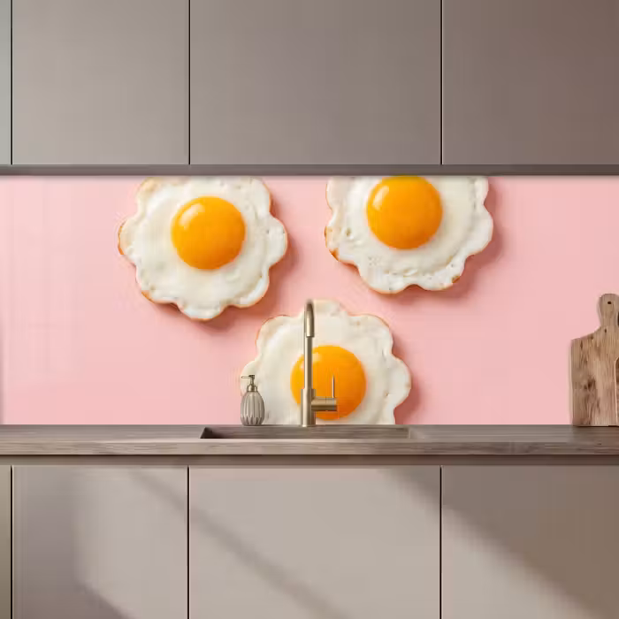 Keuken achterwand - Eieren - Bloem - Roze