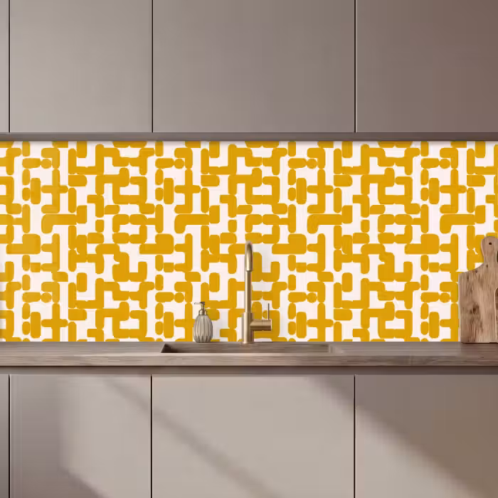 Keuken achterwand - Geel - Beige - Patroon