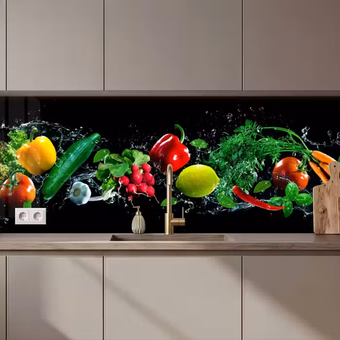 Keuken achterwand - Groente - Splash - Zwart