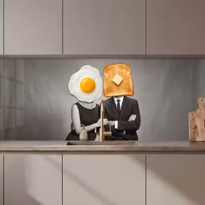 Keuken achterwand - Ontbijt - Koppel - Ei - Brood