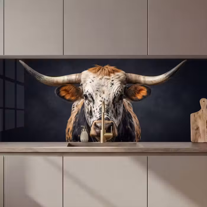 Keuken achterwand - Stier - Kleurrijk - Hoorns