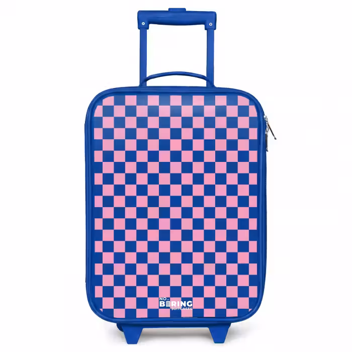 Kinderkoffer - Blauw - Blokjes - Blauw - Roze