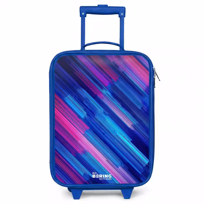Kinderkoffer - Blauw - Neon - Strepen - Abstract - Blauw - Roze