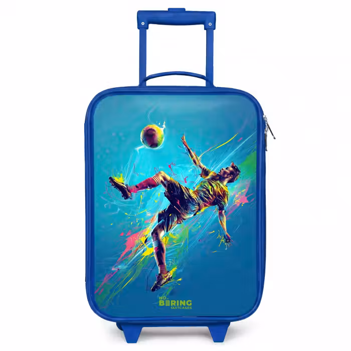 Kinderkoffer - Blauw - Neon - Voetbal - Schop - Kleurrijk
