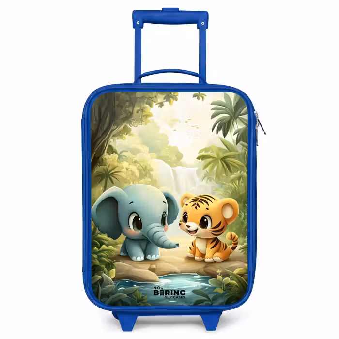 Kinderkoffer - Blauw - Olifant - Tijger - Bos - Jungle