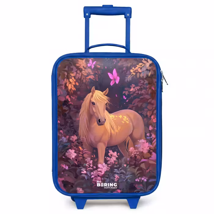 Kinderkoffer - Blauw - Paard - Bloemen - Paars - Vlinder