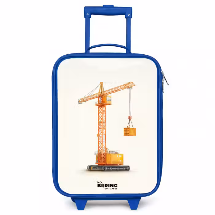 Kinderkoffer - Blauw - Torenkraan - Getekend - Oranje