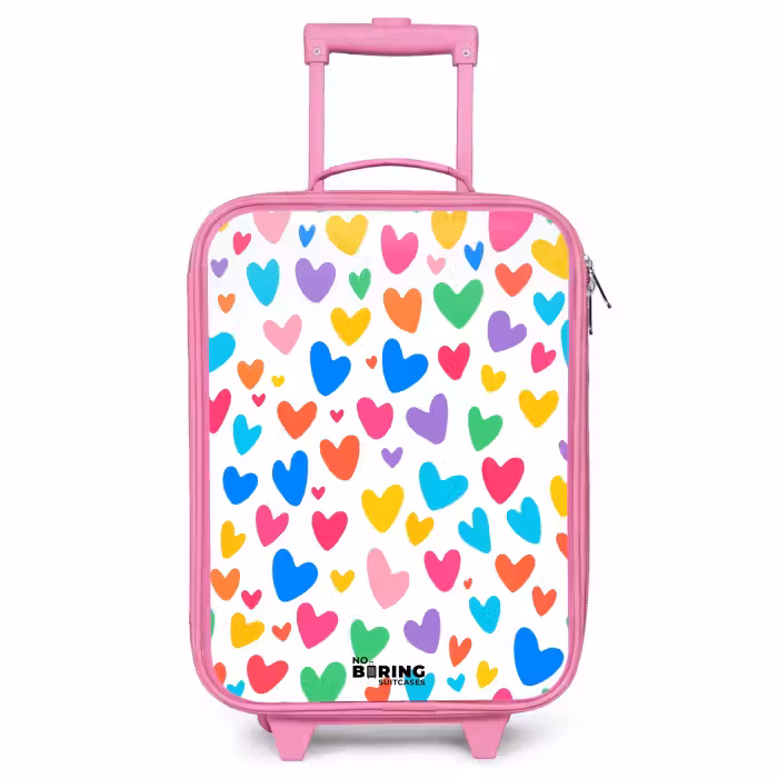 Kinderkoffer - Roze - Gekleurde hartjes