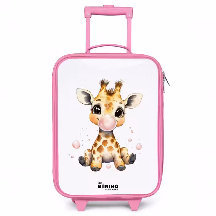 Kinderkoffer - Roze - Giraffe met roze kauwgombal