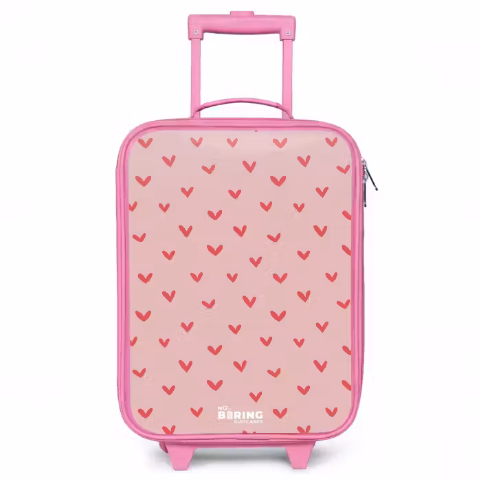 Kinderkoffer - Roze - Hartjespatroon met roze kleuren