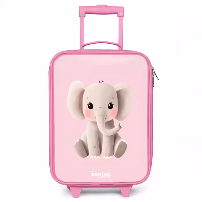 Kinderkoffer - Roze - Olifant - Baby - Blosjes - Illustratie