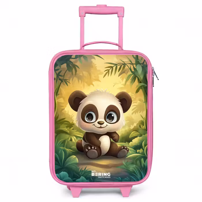 Kinderkoffer - Roze - Panda - Bamboebos - Groen