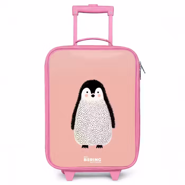 Kinderkoffer - Roze - Pinguïn - Stippen - Roze - Minimalistisch