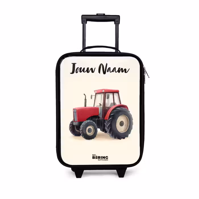 Kinderkoffers met naam - Tractor - Getekend - Rood
