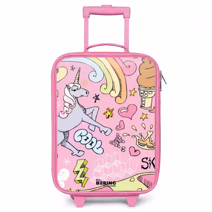 Kinderkoffer - Roze - Unicorn doodles