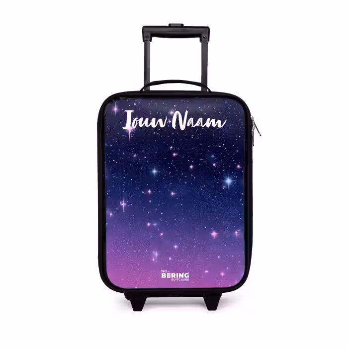 Kinderkoffers met naam - Sterren - Galaxy - Blauw - Roze