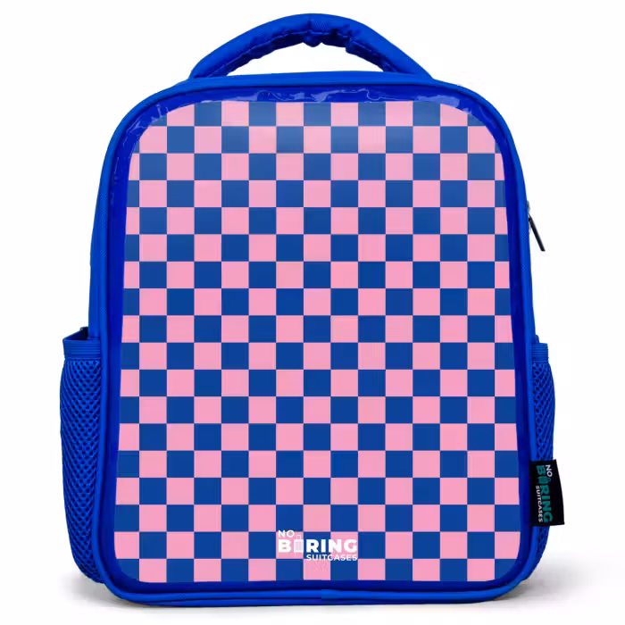 Kinderrugzak - Blauw - Blokjes - Blauw - Roze