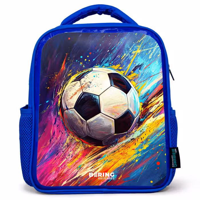Kinderrugzak - Blauw - Neon - Voetbal - Kleurrijk
