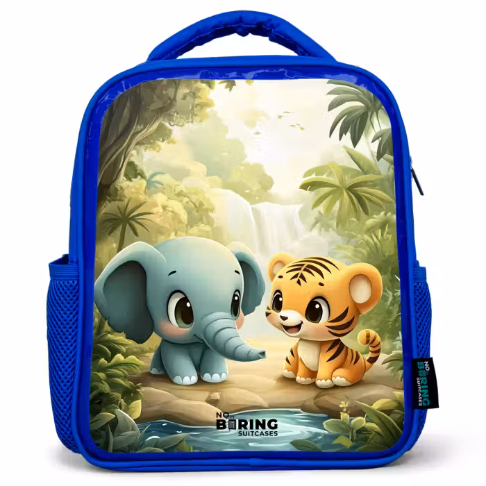 Kinderrugzak - Blauw - Olifant - Tijger - Bos - Jungle