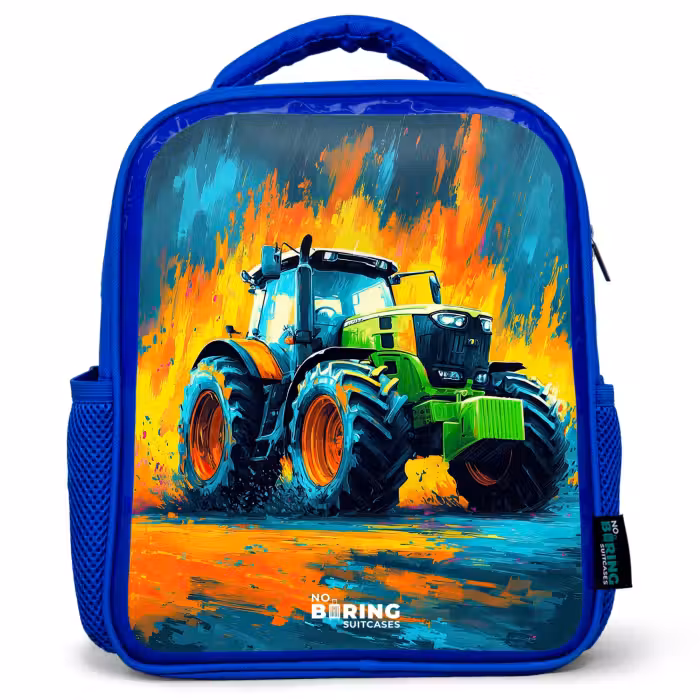 Kinderrugzak - Blauw - Tractor - Groen - Abstract - Penseelstreken