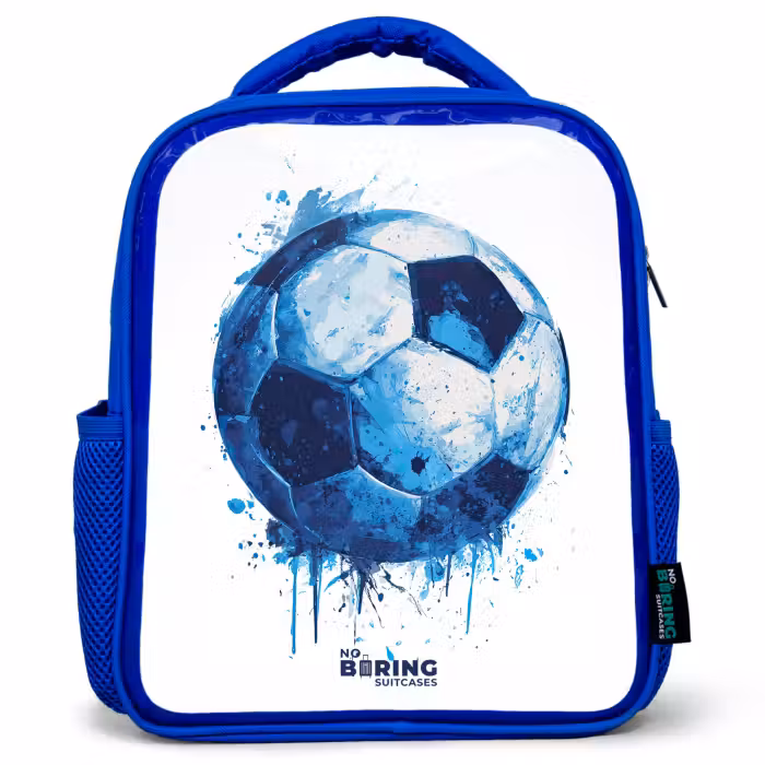 Kinderrugzak - Blauw - Voetbal - Inktspatten - Blauw - Bal
