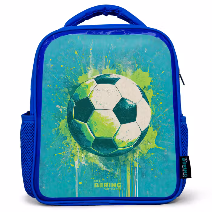 Kinderrugzak - Blauw - Voetbal - Verfspatten - Groen - Blauw