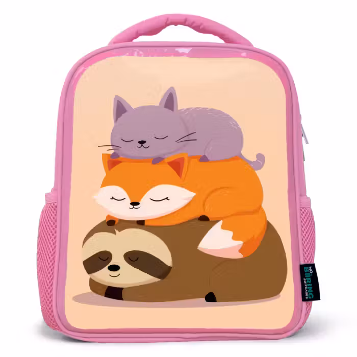 Kinderrugzak - Roze - Luiaard - Vos - Kat - Slaperig