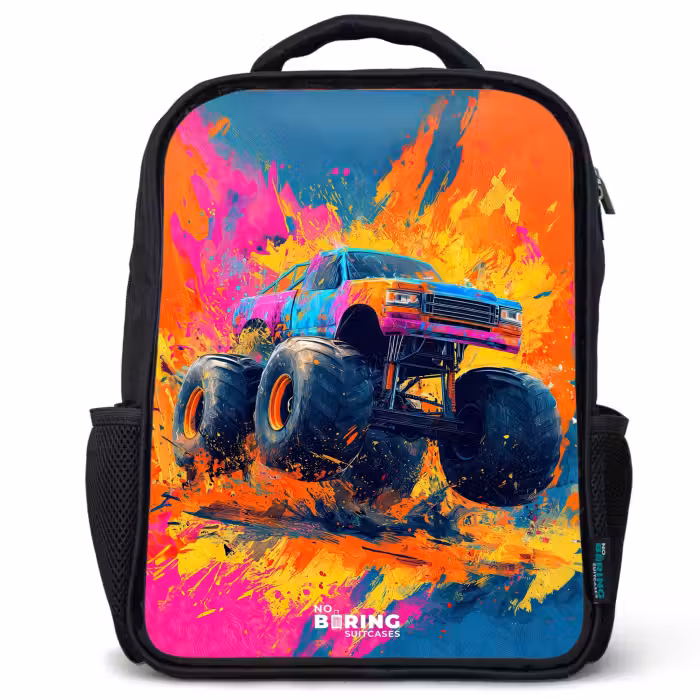 Kinderrugzak - Zwart - Monstertruck - Verfspatten - Kleurrijk - Explosie