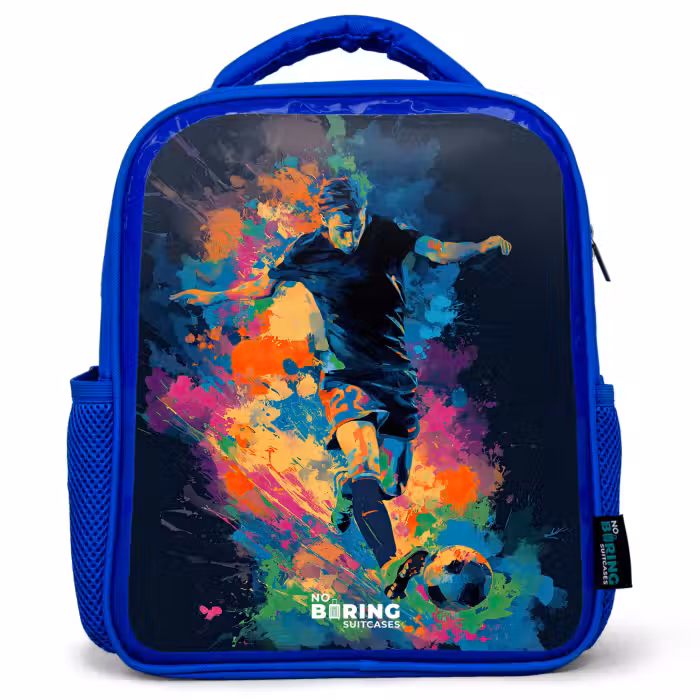 Kinderrugzak - Blauw - Neon - Voetballer - Kleurrijk