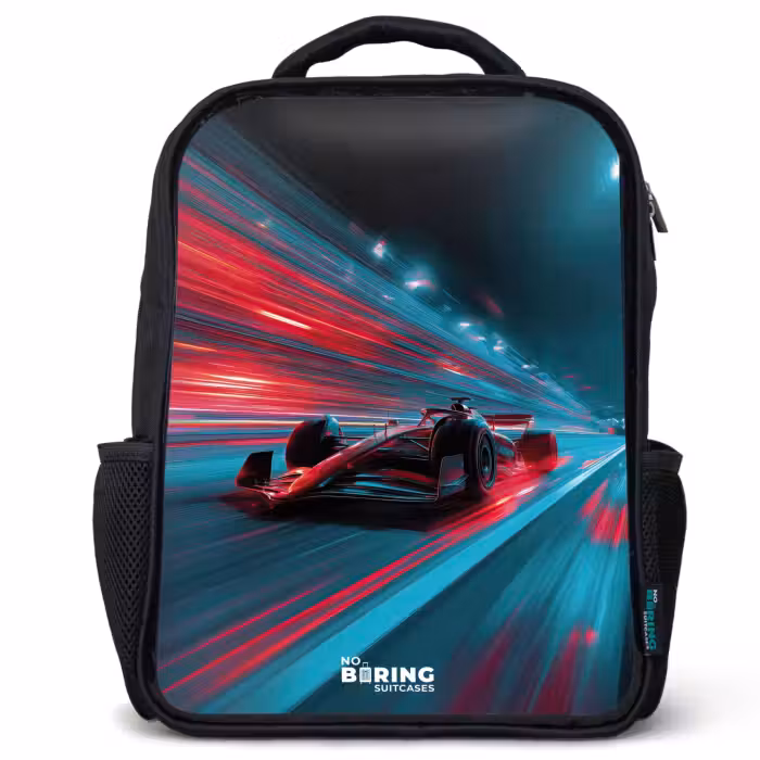 Kinderrugzak - Zwart - Raceauto - Baan - Neon - Verlichting