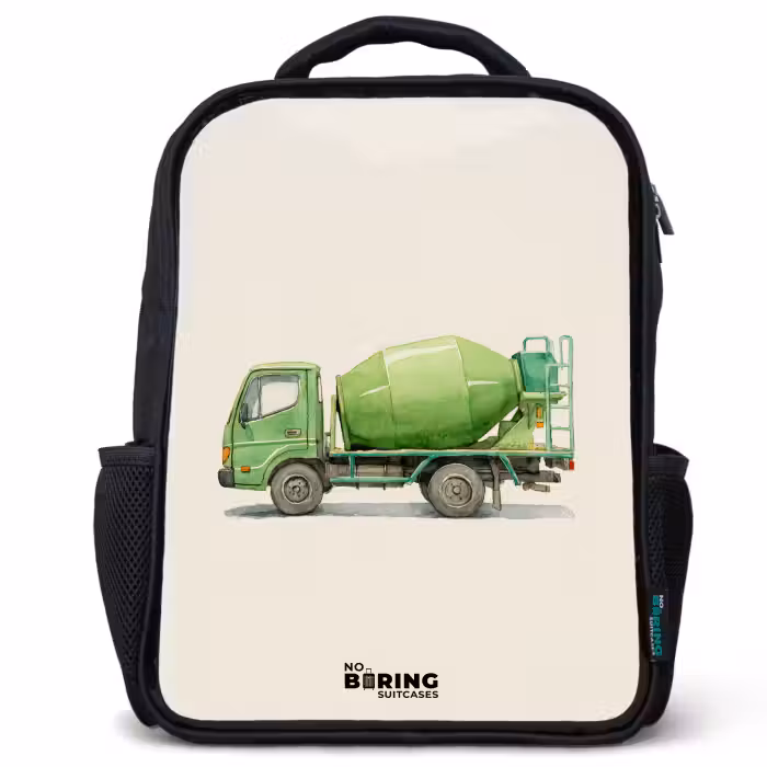Kinderrugzak - Zwart - Betonmixer - Getekend - Groen