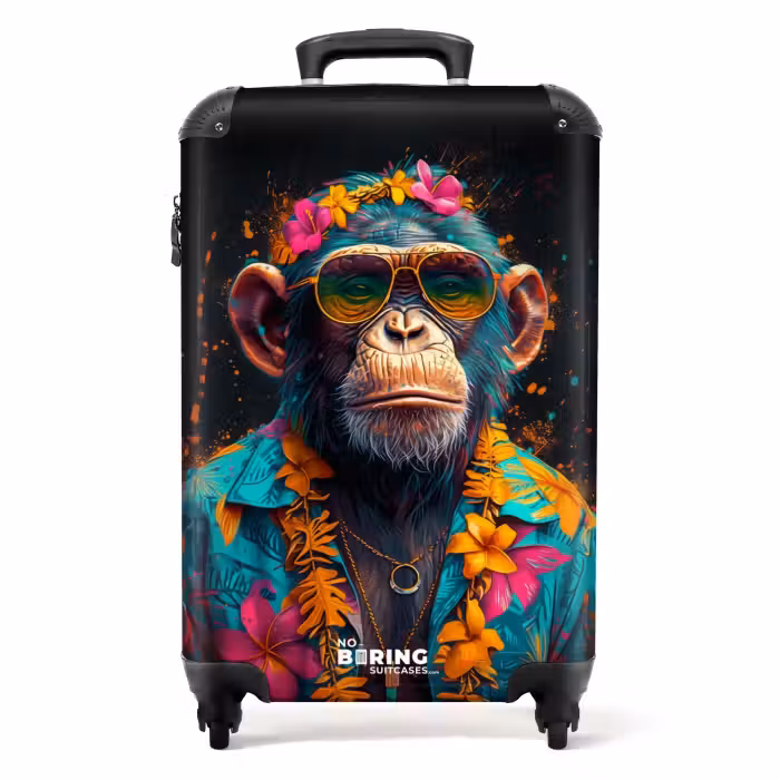 Koffer - Chimpansee met Hawaii blouse