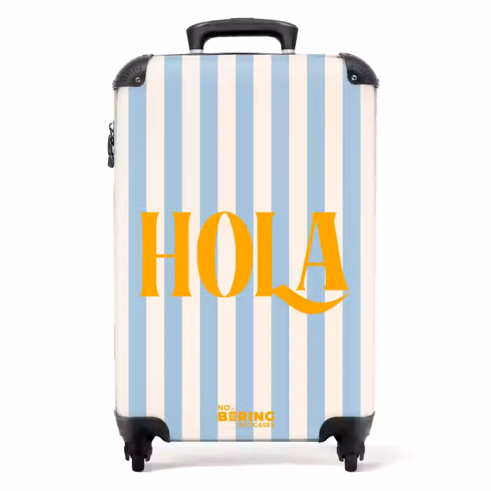 Koffer - Quotes - Hola babyblauw en roomwit