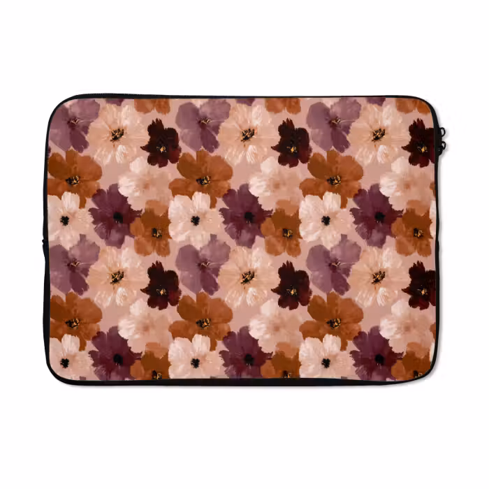 Laptophoes - Bloemen - Abstract - Aardetinten