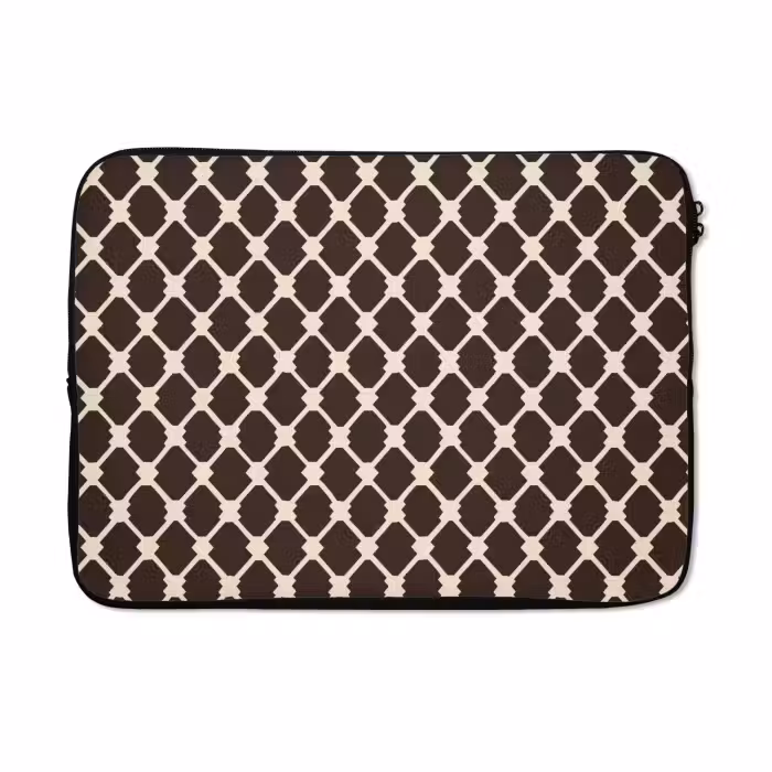 Laptophoes - Bruin - Ruitpatroon - Geometrisch