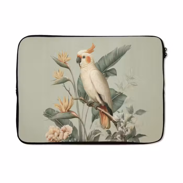 Laptophoes - Gele kuifkaketoe - paradijsvogelbloemen - Groen