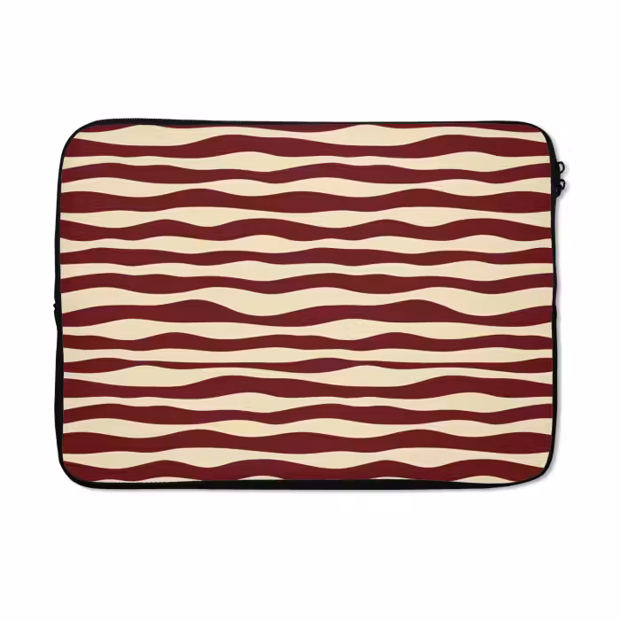 Laptophoes - Golven - Rood - Patroon - Crème