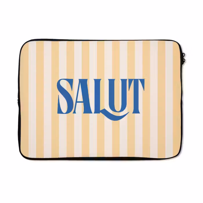 Laptophoes - Salut - Quote - Strepen - Geel - Blauw - Wit