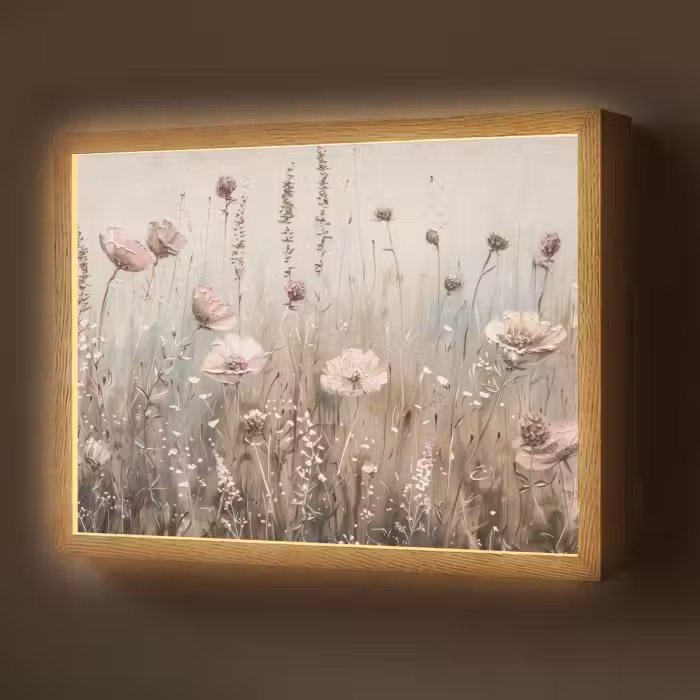Lightbox - Wandlamp - Bloemen - Roze - Modern - Beige