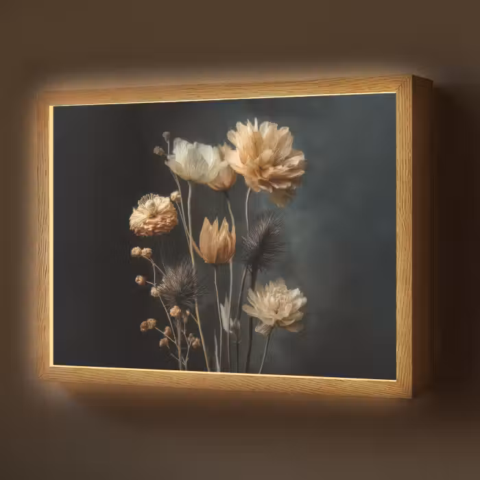Lightbox - Wandlamp - Boeket - Bloemen - Licht - Zwart