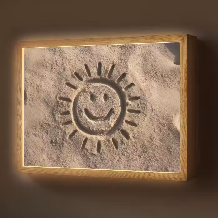 Lightbox - Wandlamp - Gezichtje - Zon - Zand - Getekend