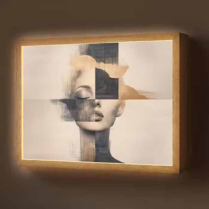 Lightbox - Wandlamp - Goud - Vrouw - Rechthoeken