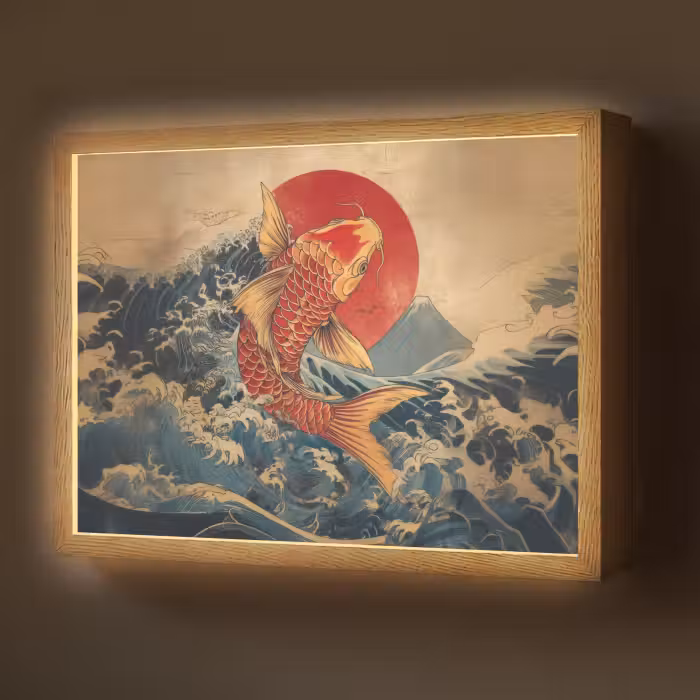 Lightbox - Wandlamp - Koi - Zee - Golven - Zon
